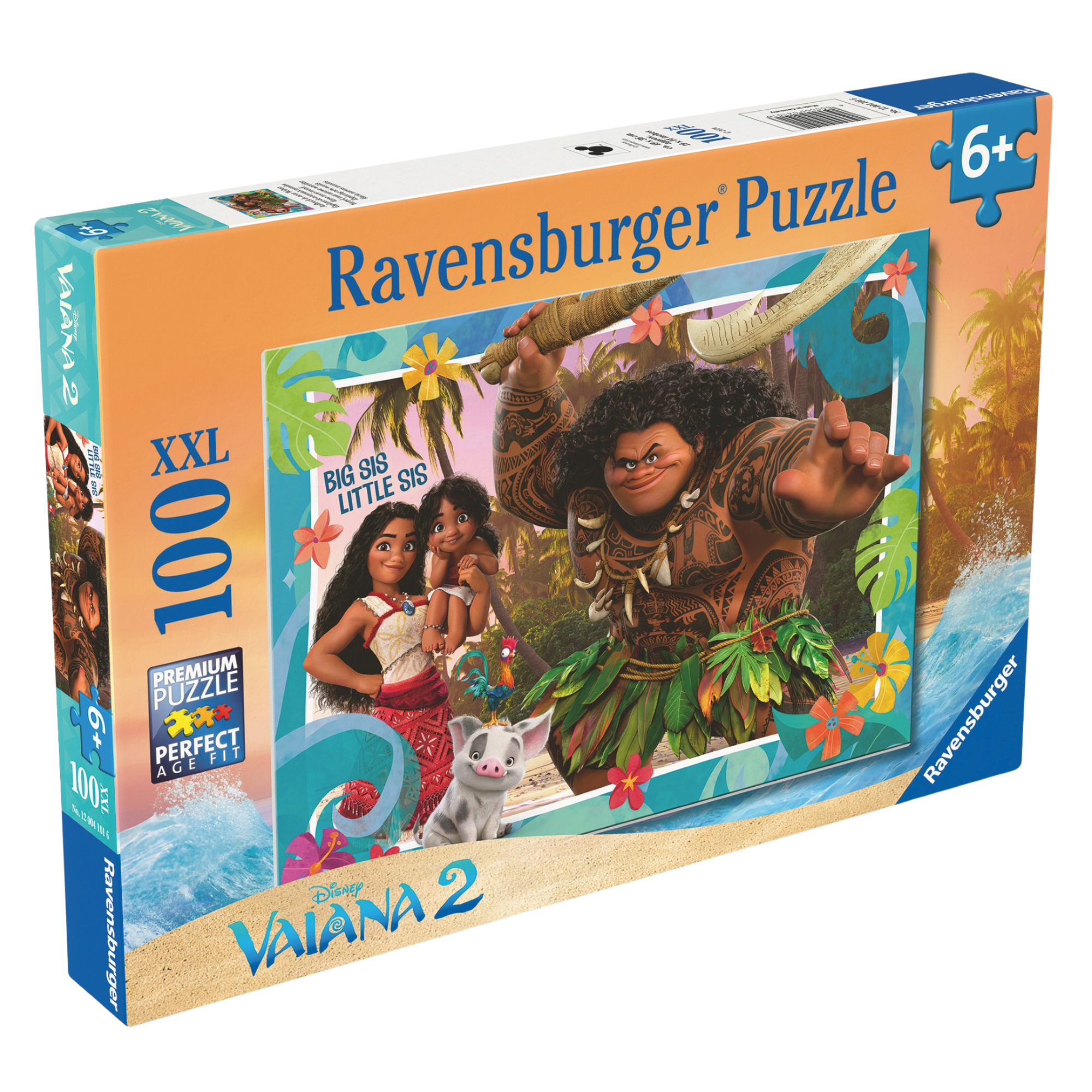 Disney Vaiana 2 100 brikker XXL Ravensburger puslespill eske med Vaiana og Maui motiv